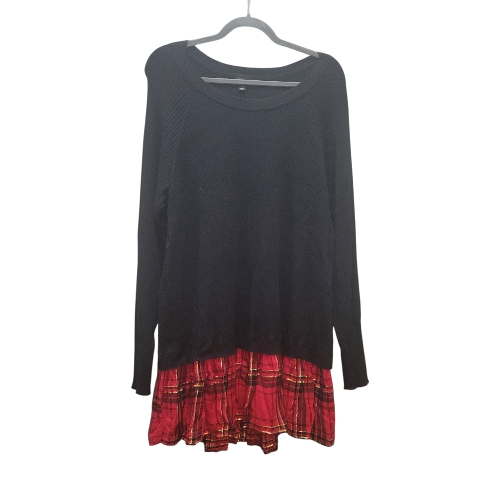torrid Black and Red Plaid Hem Women's Sweater